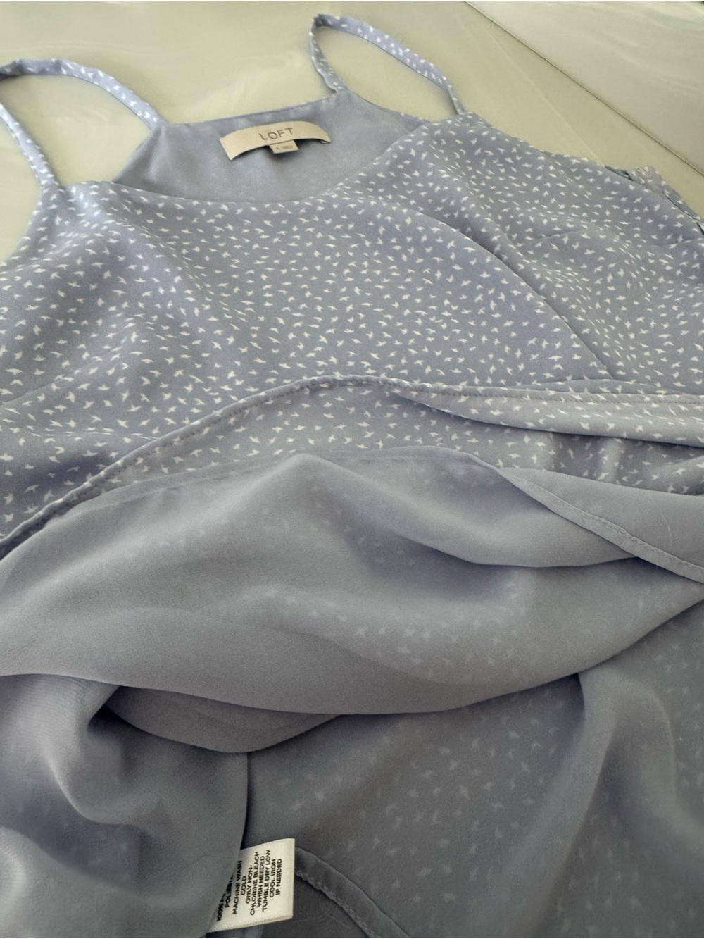 LOFT Pale Blue camisoles with White Micro Print - Picture 9 of 9